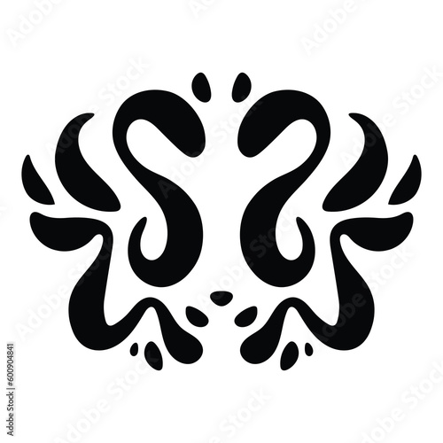Vector Rorschach inkblot tattoo tribal. Wings illustration tattoo shape