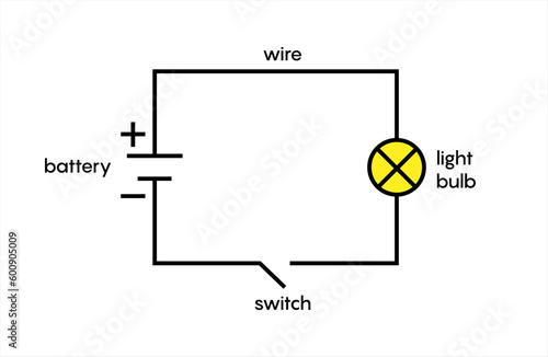 Simple circuit diagram icon. Clipart image isolated on white background. Vector 10 eps.
