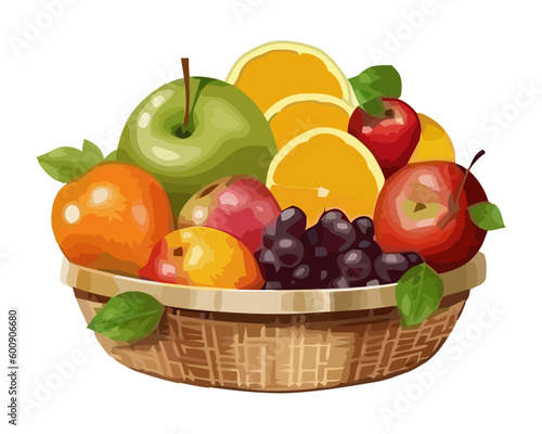 Fresh fruits basket full of ripe, juicy berries