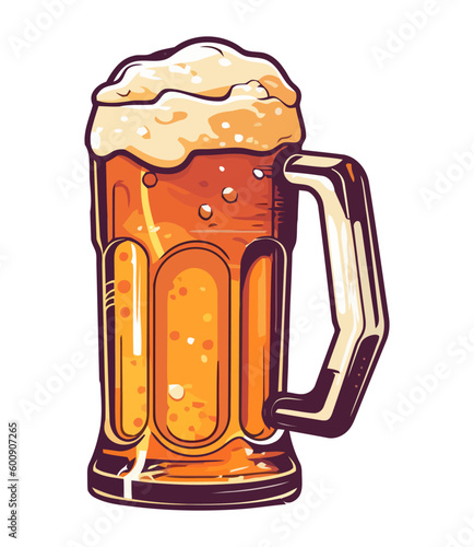 Frothy beer in gold glass, perfect celebration