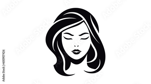 Beautiful silhouette of girl, woman. Salon logo, vector illustration on white background