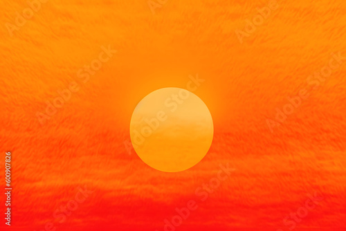 Abstract orange sun in the sky background