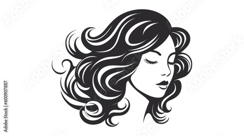 Beautiful silhouette of girl  woman. Salon logo  vector illustration on white background