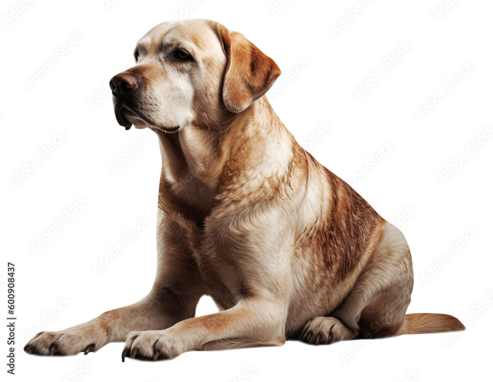 Labrador Retriever dog in transparent background. Generative AI.