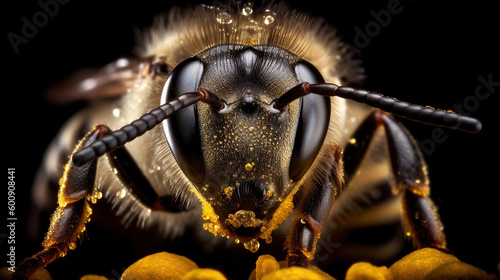 Honey bee illustration. World honey bee day concept. Generative AI.