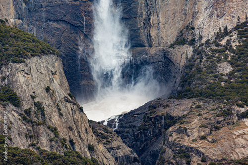 Yosemite NP  CA  USA - March 29  2022   Majestic views of granite formations  waterfalls  lakes and streams located within this popular destination.