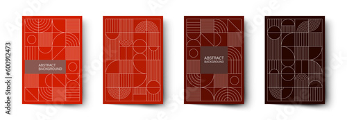 Set of minimalistic geometric posters. Modern abstract geometric patterns in Scandinavian style. Trendy covers design.