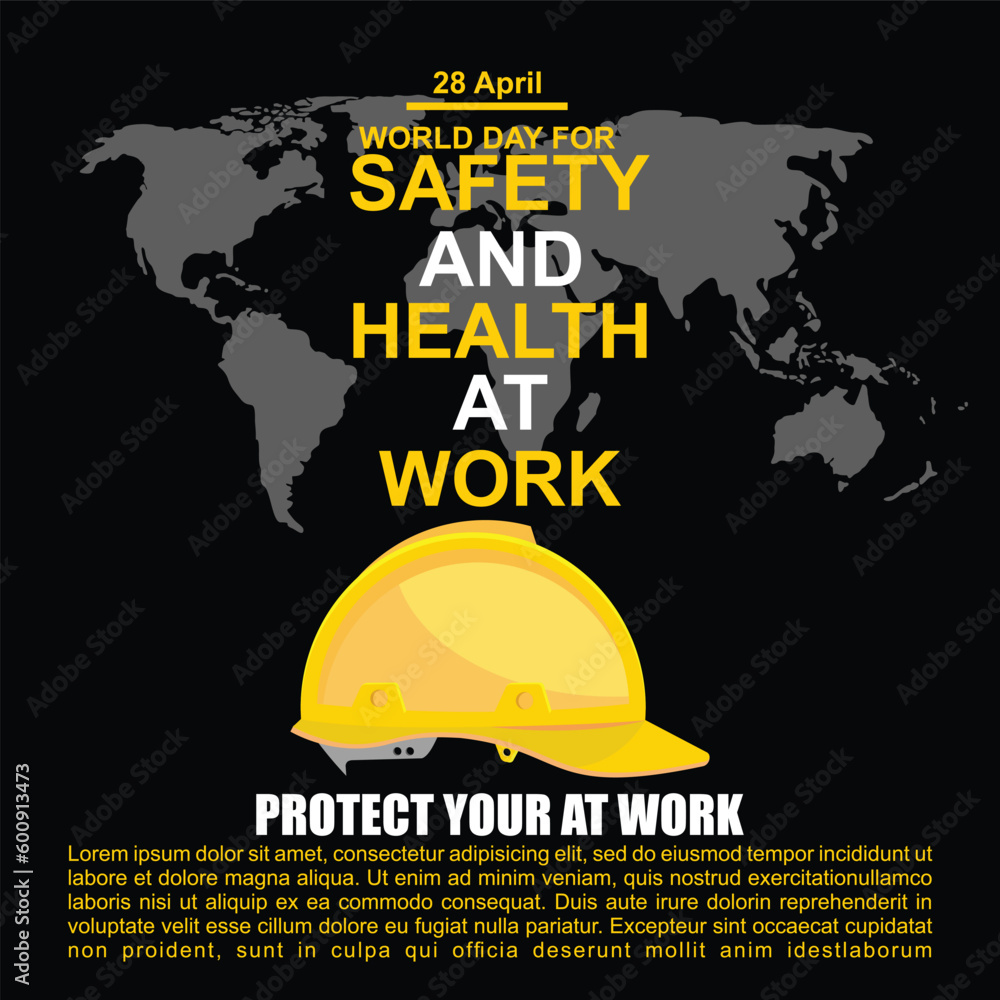 International Safety and health at work, poster and banner vector International Safety and health at work, poster and banner vector