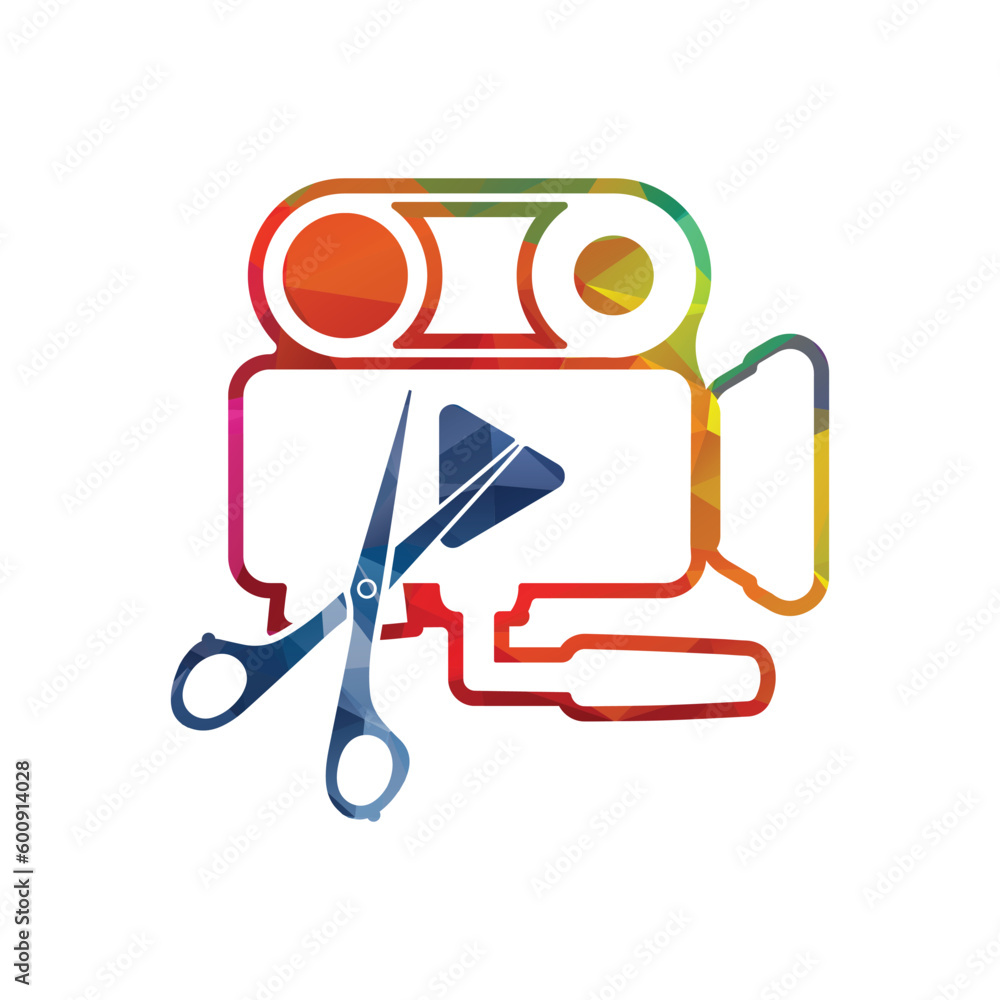 Media camera and play button icon video camera vector movie camera illustration. Media camera and play button icon video camera vector movie camera illustration.