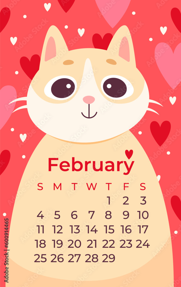 February Cat Calendar February Cat Calendar