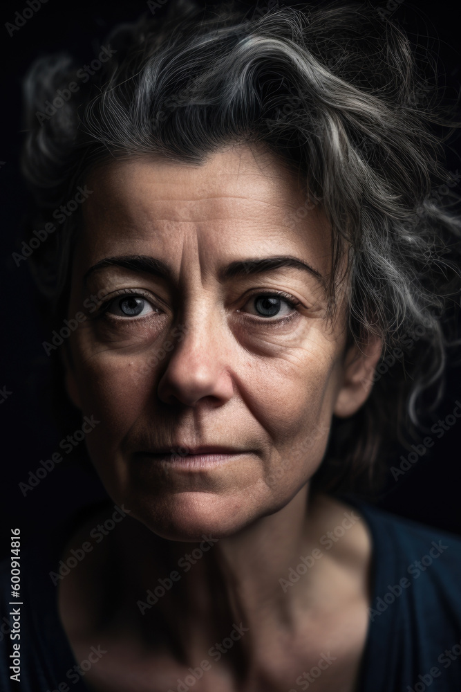 Portrait of a woman experiencing a moment of emotional vulnerability, with a muted studio background, generative ai Portrait of a woman experiencing a moment of emotional vulnerability, with a muted studio background, generative ai