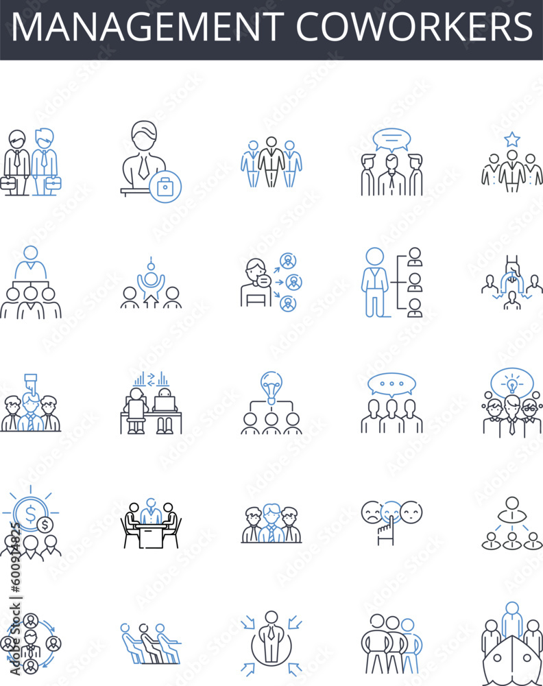 Management coworkers line icons collection. Profitability, Liquidity, Solvency, Efficiency, Turnover, Ratios, Balance vector and linear illustration. Equity,Cashflow,Expenses outline signs set