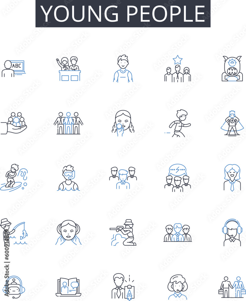 Young people line icons collection. Order, Pattern, System, Sequence, Hierarchy, Categorization, Structure vector and linear illustration. Method,Framework,Classification outline signs set