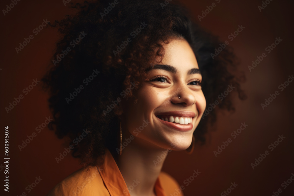 Portrait of a woman with a radiant smile, displaying an optimistic expression, against a bright, uplifting studio background, generative ai Portrait of a woman with a radiant smile, displaying an optimistic expression, against a bright, uplifting studio background, generative ai
