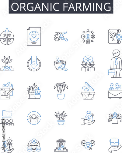 Obraz na plátne Organic farming line icons collection