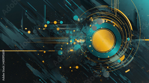 Abstract Odyssey: Retro-Futuristic Images of Geometry, Light, Shadows, and Glowing Sci-Fi Shapes