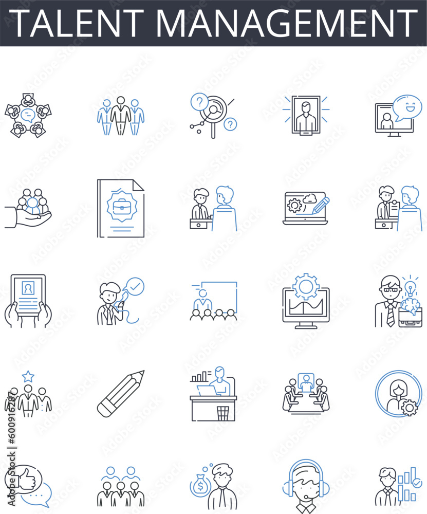 Talent management line icons collection. Branding, Feedback, Presence, Perception, Ratings, Testimonials, Authority vector and linear illustration. Image,Credibility,Trusrthiness outline signs set