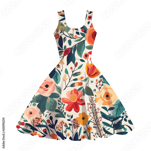 Canvastavla Fashionable woman in sundresses with floral patterns