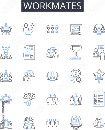 Workmates line icons collection. Break, Pause, Halt, Rest, Intermission, Breather, Suspension vector and linear illustration. Cessation,Interlude,Reprieve outline signs set