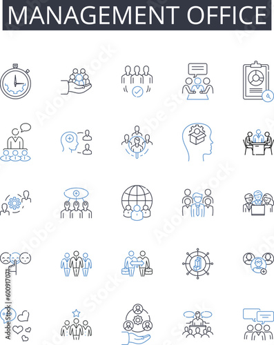 Management office line icons collection. Foundation, Stability, Footing, Structural, Load-bearing, Settlement, Subsidence vector and linear illustration. Soil,Geotechnical,Engineering outline signs