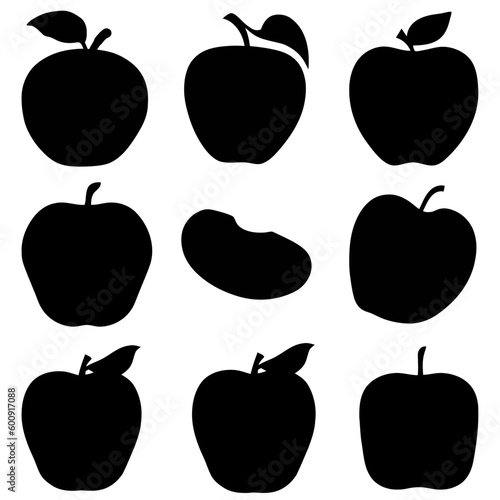 Orchard Delight - Set of 9 Apple Vector Silhouettes for Your Design Needs