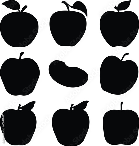 Orchard Delight - Set of 9 Apple Vector Silhouettes for Your Design Needs