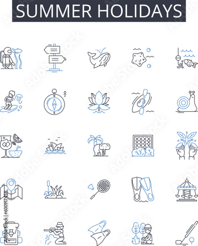 Summer holidays line icons collection. Maintenance, Repairs, Cleaning, Inspections, Upgrades, Troubleshooting, Installations vector and linear illustration. Training,Consultations,Support outline