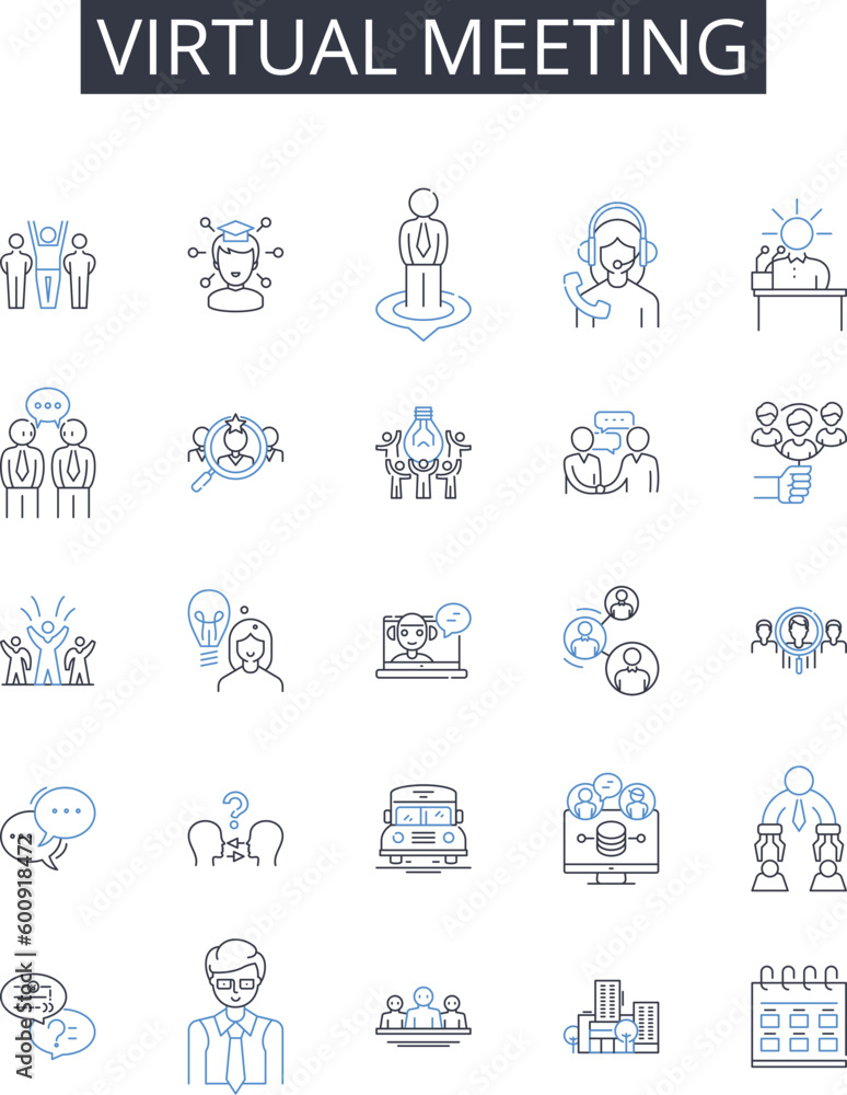 Virtual meeting line icons collection. Adventure, Hike, Nature, Trail, Mountain, Backpack, Wilderness vector and linear illustration. Exploration,Discovery,Terrain outline signs set