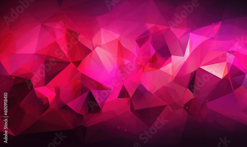 Abstract magenta color background or wallpaper with polygons, triangles or concave geometries, Generative AI photo