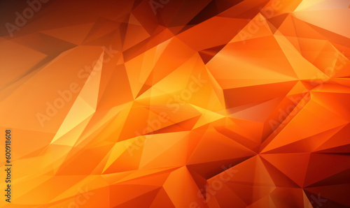 Abstract orange color background or wallpaper with polygons, triangles or concave geometries, Generative AI photo