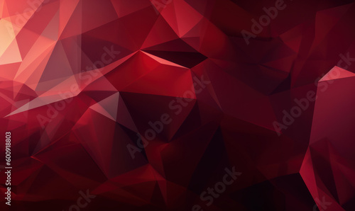 Abstract maroon color background or wallpaper with polygons, triangles or concave geometries, Generative AI photo