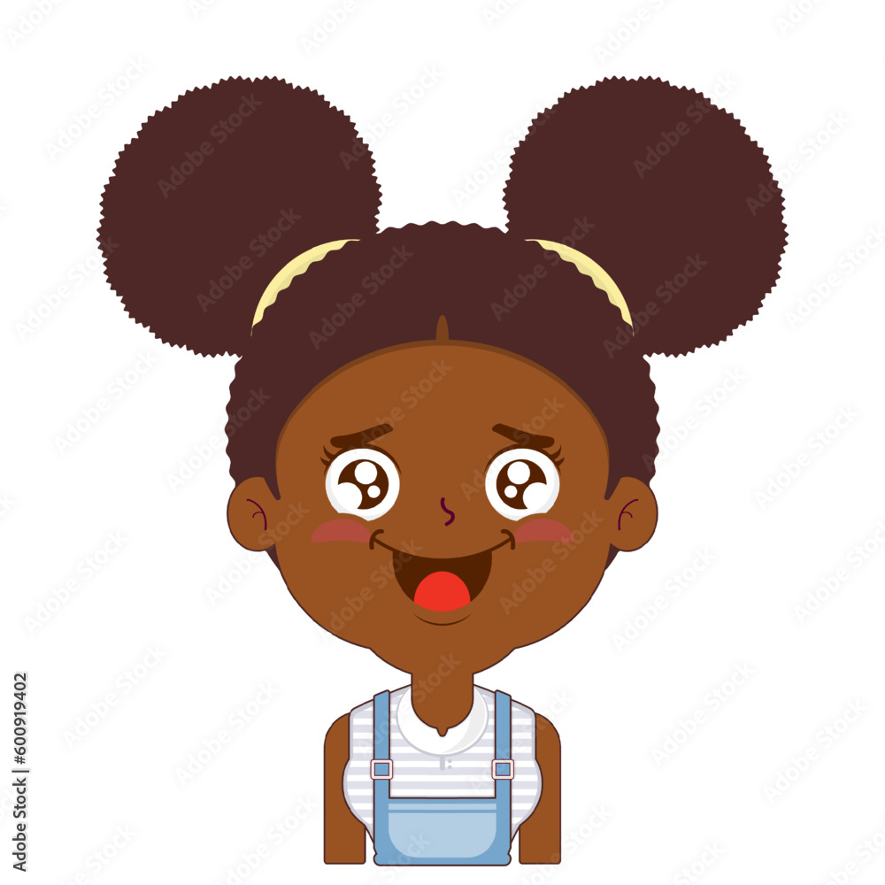 african american girl happy face cartoon cute