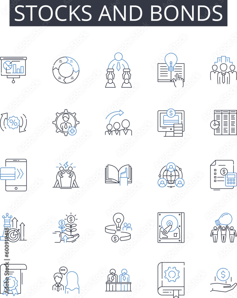Stocks and bonds line icons collection. Mentor, Guide, Instructor ...