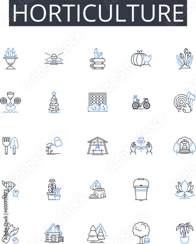 Horticulture line icons collection. Timber, Logs, Lumberjack, Chainsaw, Forest, Tree, Wood vector and linear illustration. Planks,Cutting,Splitting outline signs set