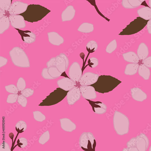 Cherry blossom seamless patterns. Cool abstract and floral design. For fashion fabrics, kid’s clothes, home decor, quilting, T-shirts, cards and templates, scrapbook and other digital needs