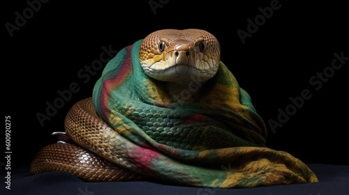 A savvy snake with a scarf. AI generated