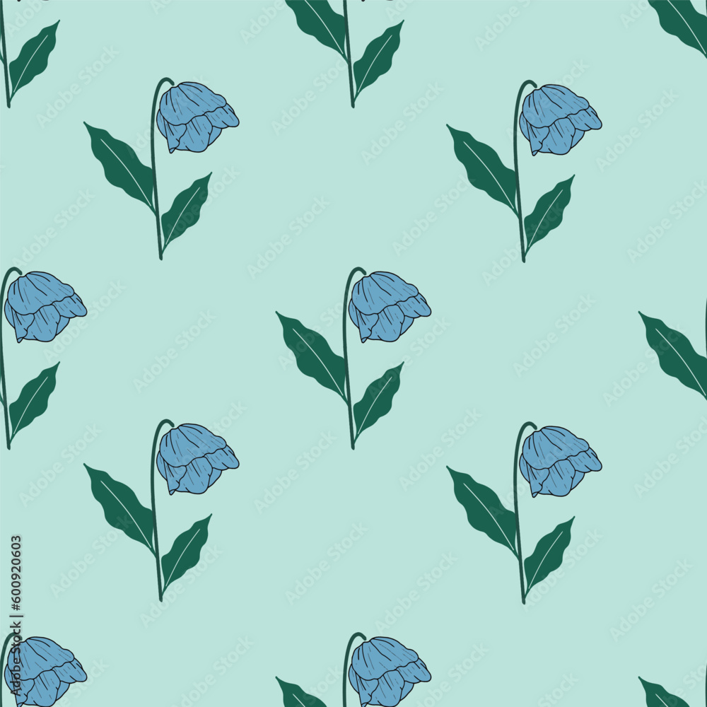 Blue Flower abstract backgrounds. Hand drawn various shapes and doodle objects. Can be used for printing needs and other digital needs. Contemporary modern trendy vector illustrations.