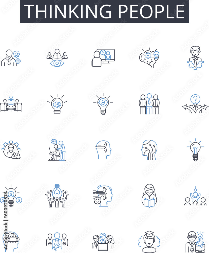 Thinking people line icons collection. Title, Deed, Mortgage, Equity, Taxation, Lease, Tenancy vector and linear illustration. Zoning,Appraisal,Survey outline signs set