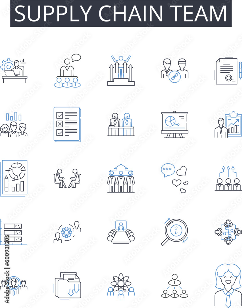 Supply chain team line icons collection. Opinion, Commentary, Perspective, Analysis, Critique, Viewpoint, Interpretation vector and linear illustration. Observations,Review,Assessment outline signs