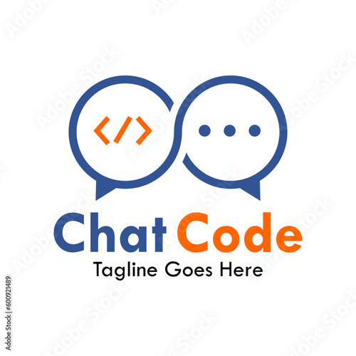 Chat code design logo template illustartion