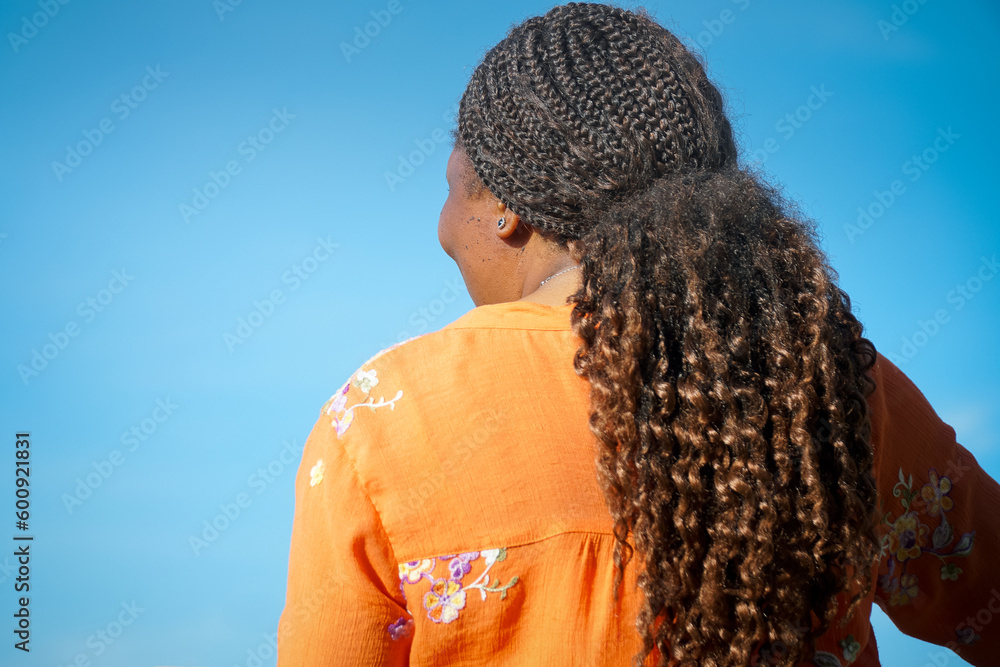 portraits of young black African American woman with long braids Stock ...