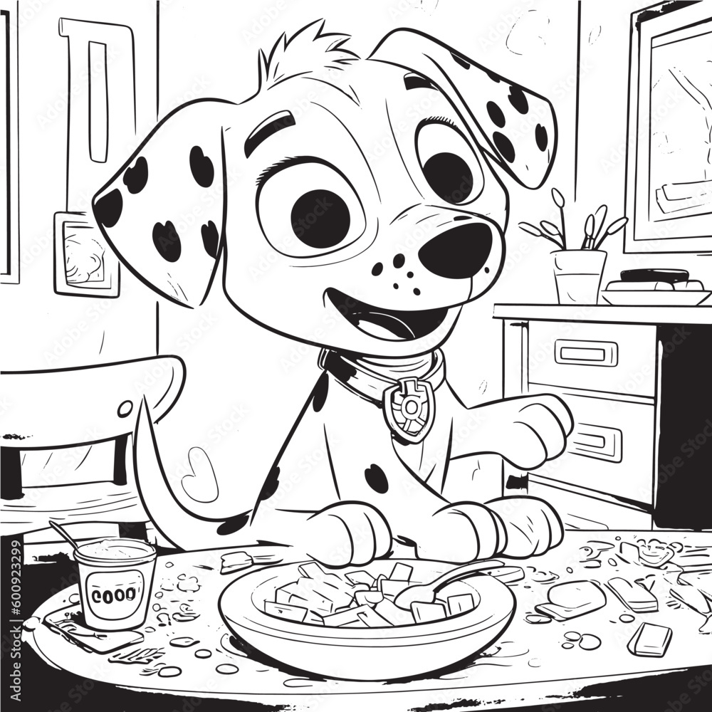 puppy-black-and-white-coloring-pages-for-kids-simple-lines-cartoon
