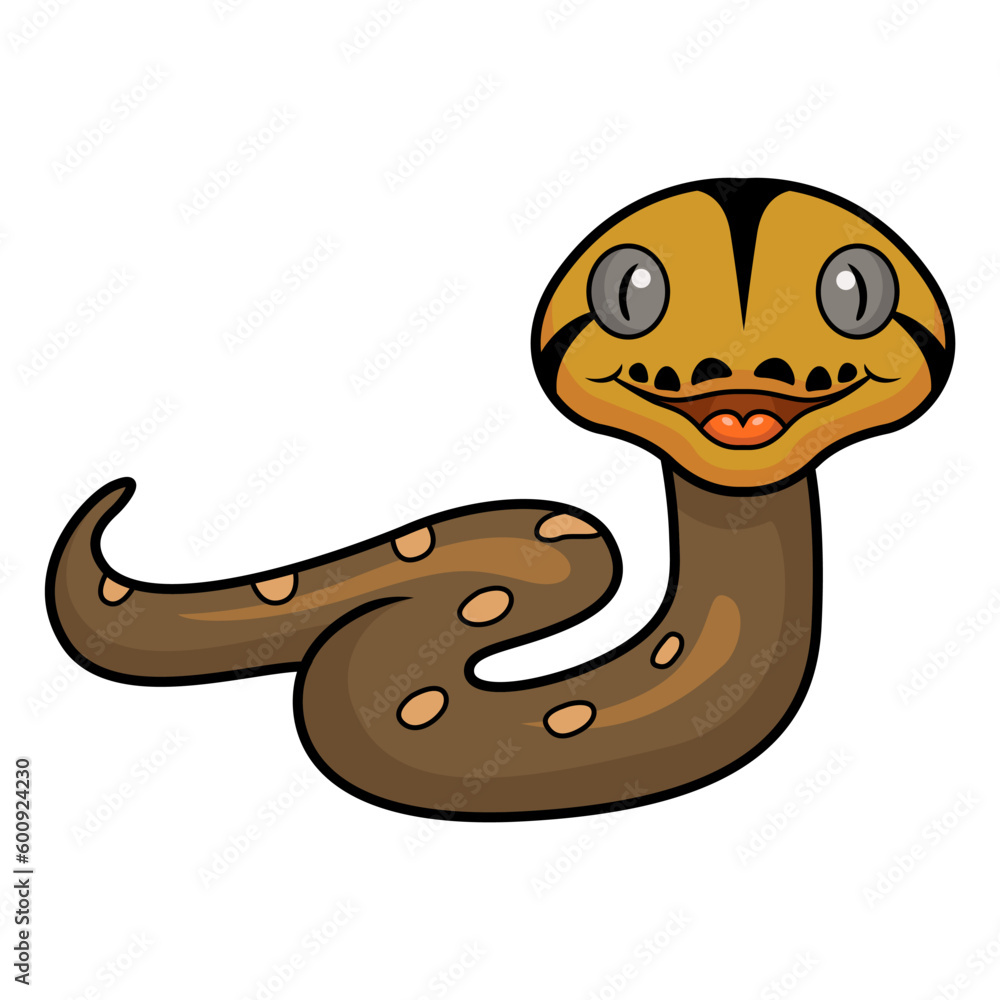 Fototapeta premium Cute golden child reticulated python cartoon