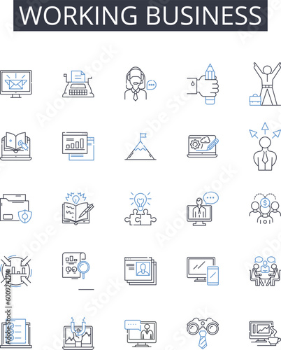 Working business line icons collection. Move, Transfer, Relocate, Migration, Shift, Change, Remodeling vector and linear illustration. Adjustment,Transition,Shifting outline signs set