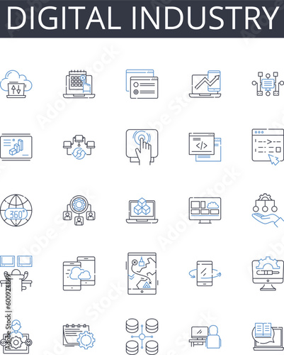 Digital industry line icons collection. Translation, Language, Communication, Interpretation, Diversity, Integration, Bridge vector and linear illustration. Facilitator,Multicultural,Connection