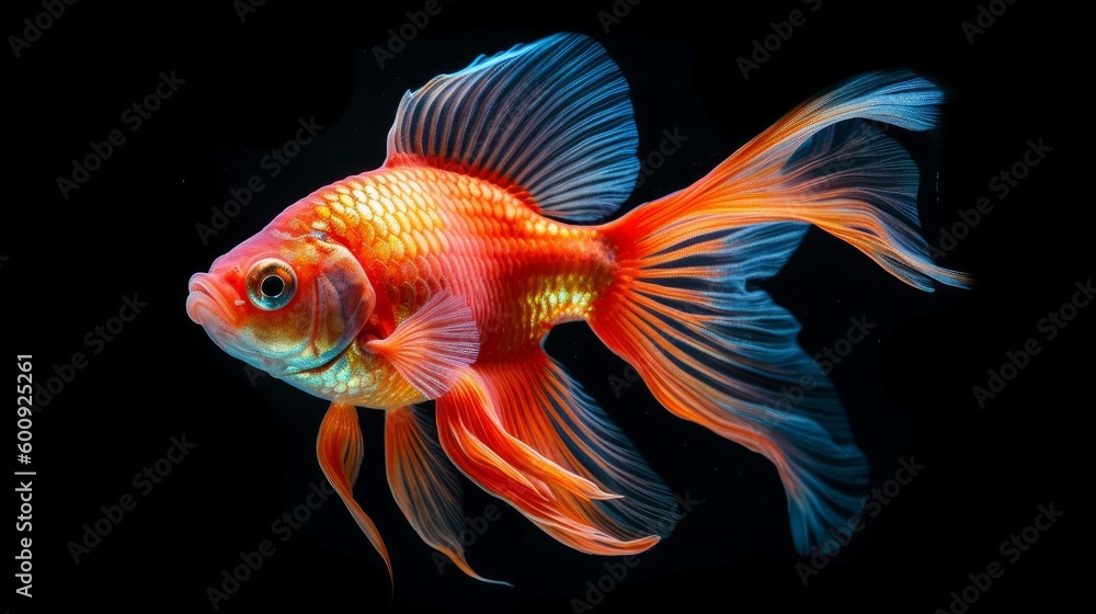 A tropical fish swimming gracefully in a tank. AI generated