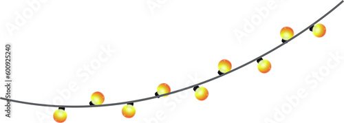 Glowing light with place for text. Set of color string Christmas, New Year garlands. party decoration.Garland with lamps.  transparent, png