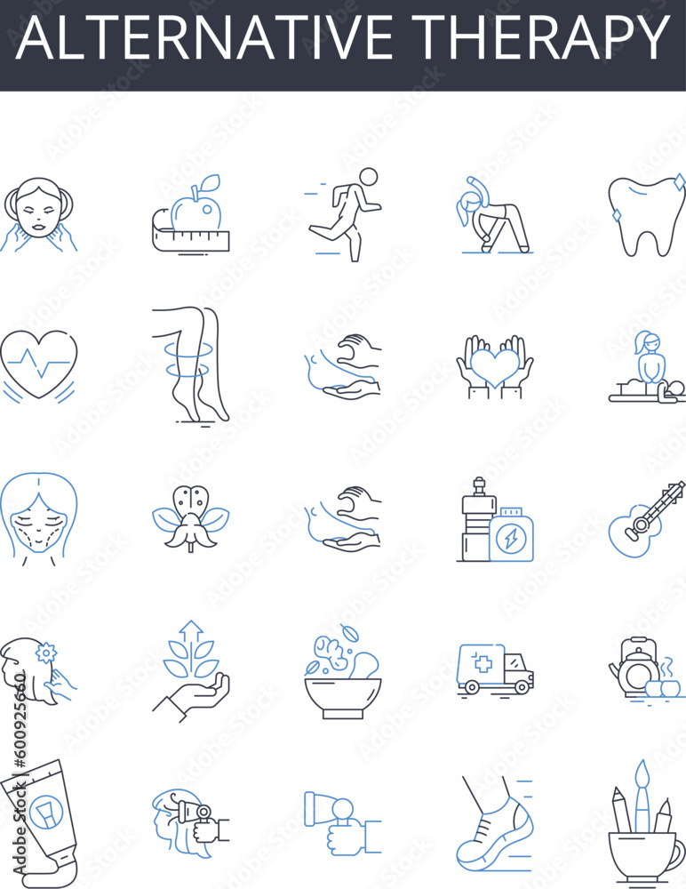 Alternative therapy line icons collection. Commerce, Retail, Sales, Market, Outlet, Storefront, Business vector and linear illustration. Trade,Marketplace,Franchise outline signs set
