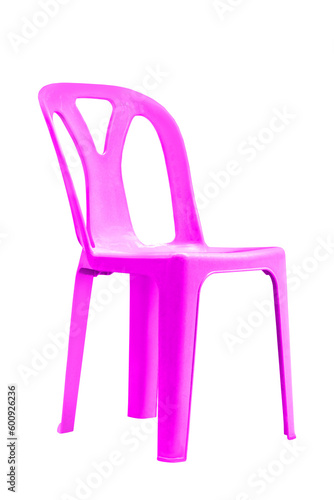 Pink plastic chairs.