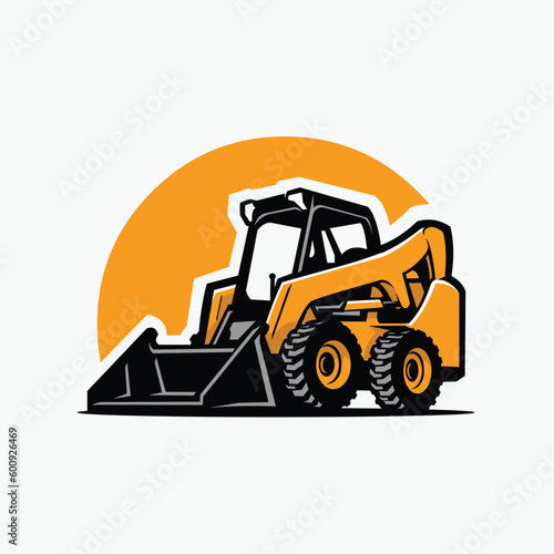 Skid Steer Loader Vector Illustration Design Isolated in White Background photo